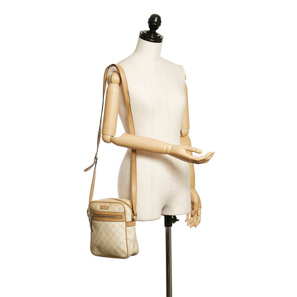 グッチ GGスプリーム 233268 アイボリー ベージュ PVC レザー 斜め掛け ショルダーバッグ レディース GUCCI 【中古】