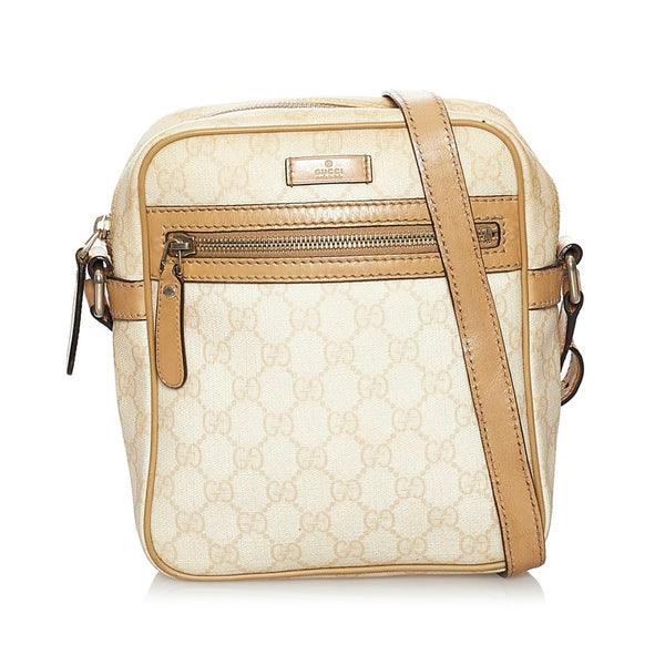 グッチ GGスプリーム 233268 アイボリー ベージュ PVC レザー 斜め掛け ショルダーバッグ レディース GUCCI 【中古】