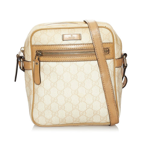 グッチ GGスプリーム 233268 アイボリー ベージュ PVC レザー 斜め掛け ショルダーバッグ レディース GUCCI 【中古】