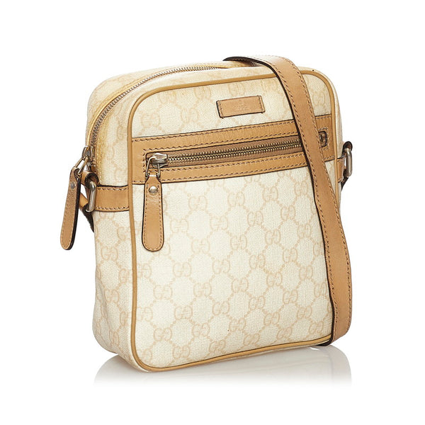 グッチ GGスプリーム 233268 アイボリー ベージュ PVC レザー 斜め掛け ショルダーバッグ レディース GUCCI 【中古】