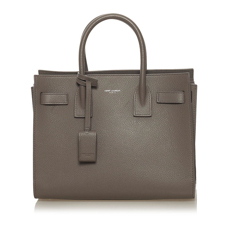 サンローラン サックドジュール ハンドバッグ 421863 グレー レザー レディース SAINT LAURENT 【中古】