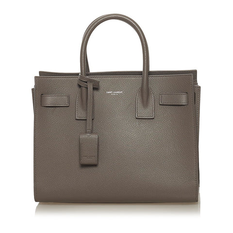 サンローラン サックドジュール ハンドバッグ 421863 グレー レザー レディース SAINT LAURENT 【中古】