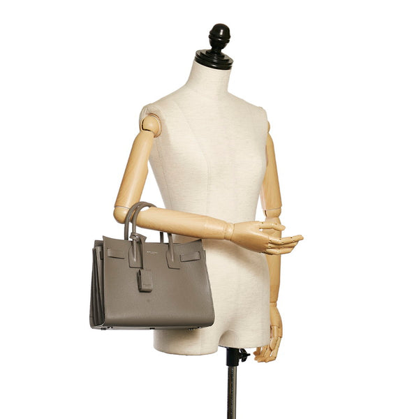 サンローラン サックドジュール ハンドバッグ 421863 グレー レザー レディース SAINT LAURENT 【中古】