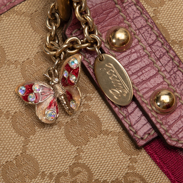 グッチ GGキャンバス トートバッグ 137396 ベージュ ピンク キャンバス レザー レディース GUCCI 【中古】