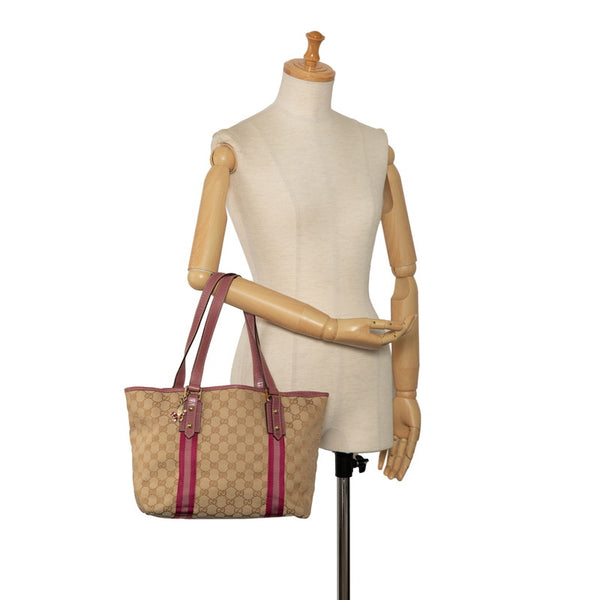 グッチ GGキャンバス トートバッグ 137396 ベージュ ピンク キャンバス レザー レディース GUCCI 【中古】