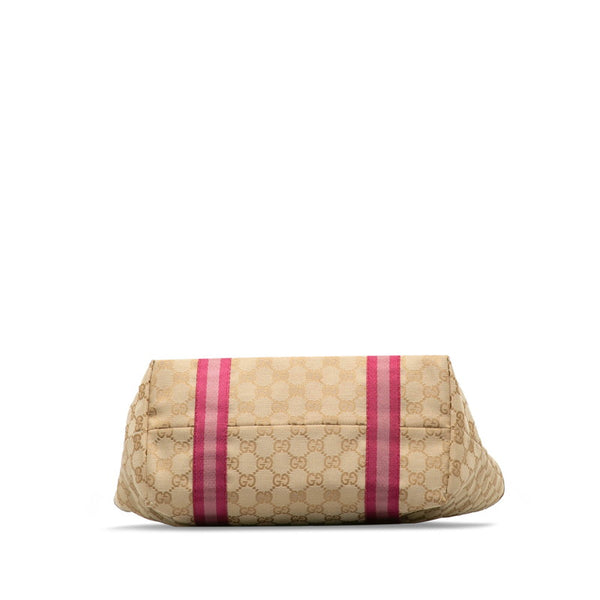 グッチ GGキャンバス トートバッグ 137396 ベージュ ピンク キャンバス レザー レディース GUCCI 【中古】