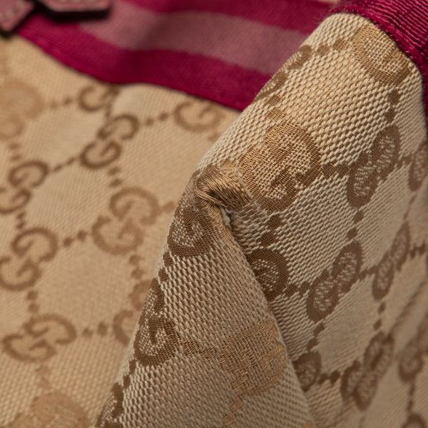 グッチ GGキャンバス トートバッグ 137396 ベージュ ピンク キャンバス レザー レディース GUCCI 【中古】