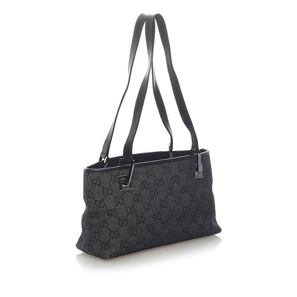 グッチ GGキャンバス ハンドバッグ 36172 ブラック キャンバス レザー レディース GUCCI 【中古】