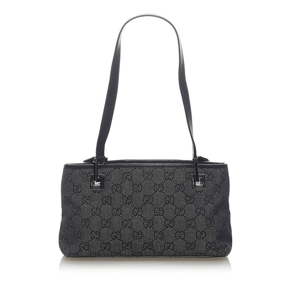 グッチ GGキャンバス ハンドバッグ 36172 ブラック キャンバス レザー レディース GUCCI 【中古】