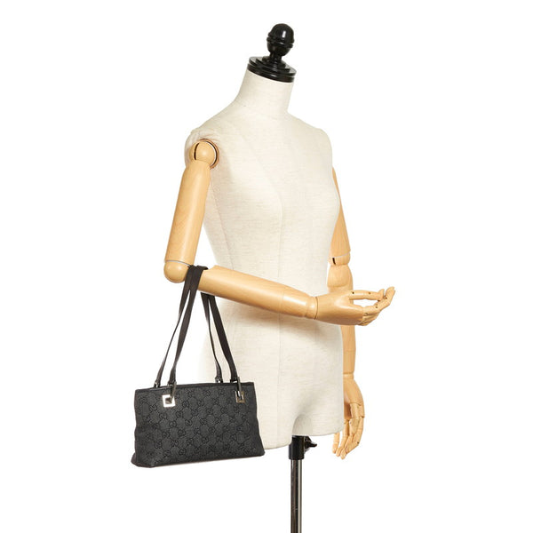 グッチ GGキャンバス ハンドバッグ 36172 ブラック キャンバス レザー レディース GUCCI 【中古】