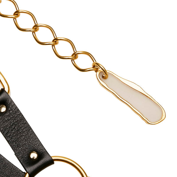 サルヴァトーレフェラガモ チェーン ベルト ブラック ゴールド レザー メッキ レディース Salvatore Ferragamo 【中古】