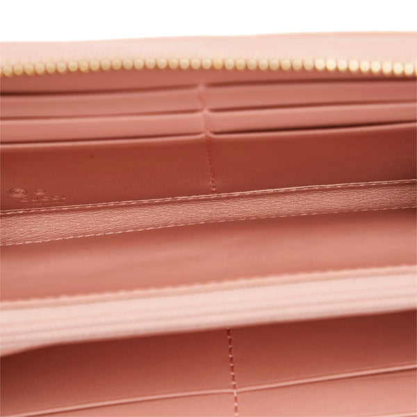 グッチ マイクログッチシマ ラウンドファスナー 長財布 449391 ピンク レザー レディース GUCCI 【中古】