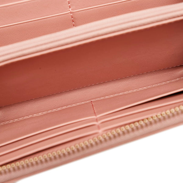 グッチ マイクログッチシマ ラウンドファスナー 長財布 449391 ピンク レザー レディース GUCCI 【中古】