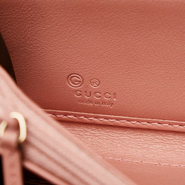 グッチ マイクログッチシマ ラウンドファスナー 長財布 449391 ピンク レザー レディース GUCCI 【中古】