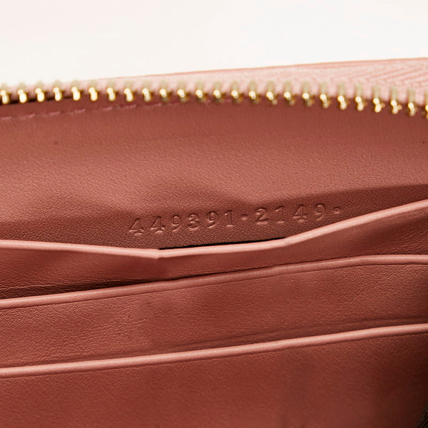 グッチ マイクログッチシマ ラウンドファスナー 長財布 449391 ピンク レザー レディース GUCCI 【中古】