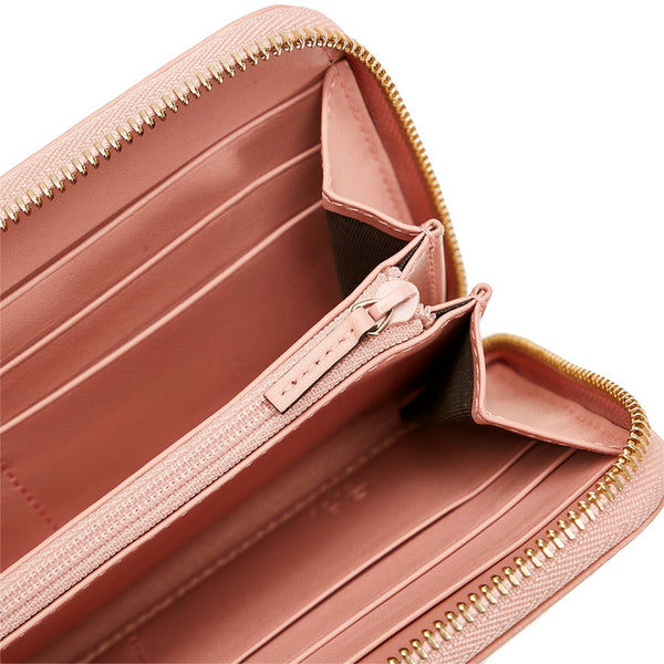 グッチ マイクログッチシマ ラウンドファスナー 長財布 449391 ピンク レザー レディース GUCCI 【中古】