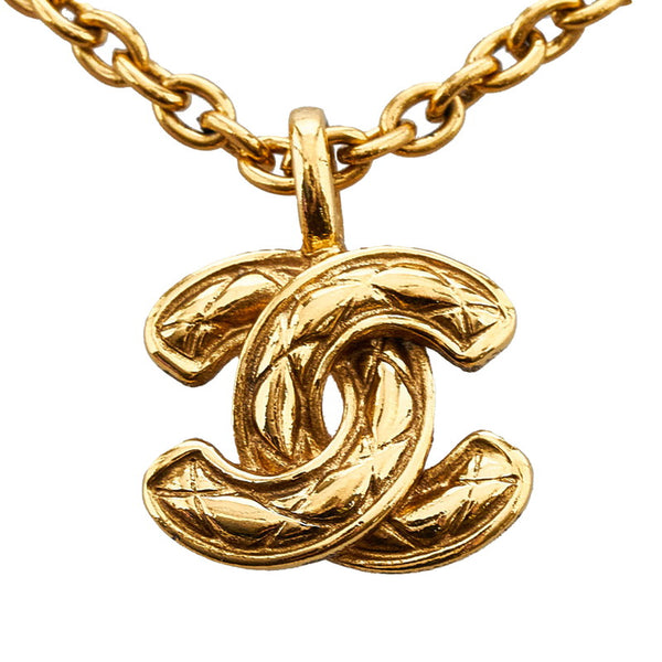 シャネル ヴィンテージ ココマーク マトラッセ ネックレス ゴールド メッキ レディース CHANEL 【中古】