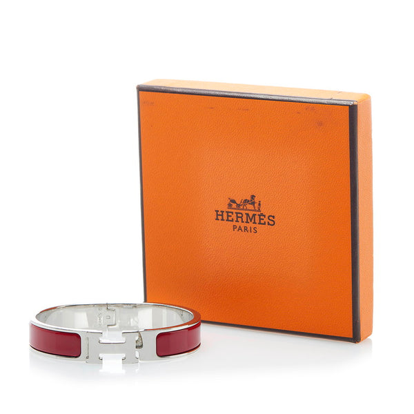 エルメス クリッククラックH PM バングル ワインレッド ボルドー シルバー SV金具 レディース HERMES 【中古】