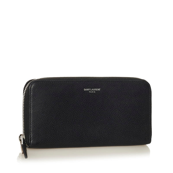 サンローラン ラウンドファスナー 長財布 414680 ブラック レザー レディース SAINT LAURENT 【中古】