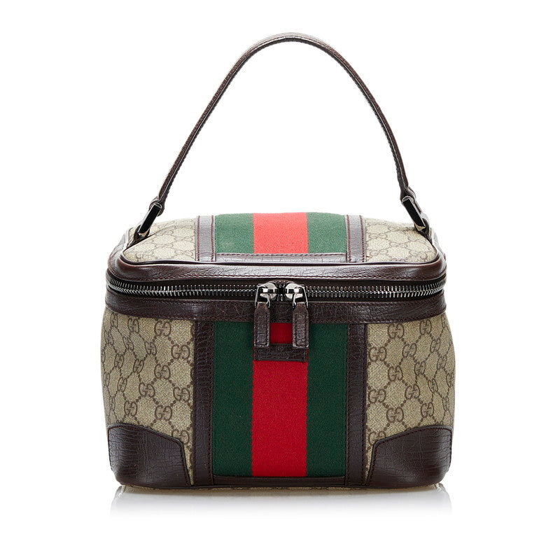 グッチ GGスプリーム バニティ シェリーライン ハンドバッグ 131191 ベージュ PVC レザー レディース GUCCI 【中古】