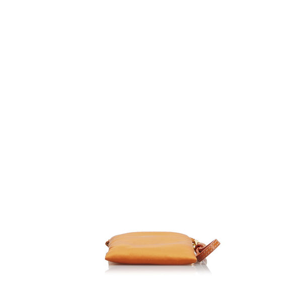 プラダ テスート バネ口 ポーチ ペンケース メガネケース オレンジ ナイロン レザー レディース PRADA 【中古】