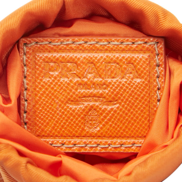プラダ テスート バネ口 ポーチ ペンケース メガネケース オレンジ ナイロン レザー レディース PRADA 【中古】