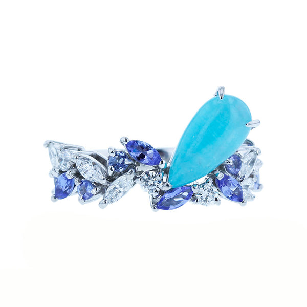 Pt900 プラチナ パライバトルマリン1.59ct ダイヤ0.51ct タンザナイト リング 指輪 レディース 12号 【中古】
