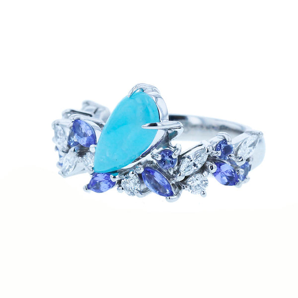 Pt900 プラチナ パライバトルマリン1.59ct ダイヤ0.51ct タンザナイト リング 指輪 レディース 12号 【中古】