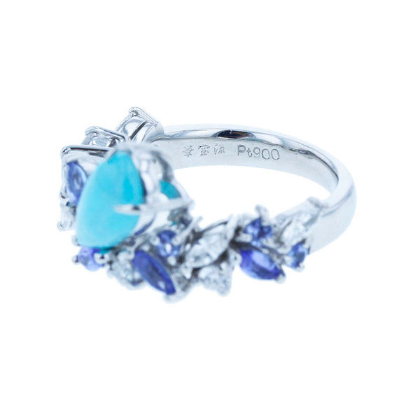Pt900 プラチナ パライバトルマリン1.59ct ダイヤ0.51ct タンザナイト リング 指輪 レディース 12号 【中古】
