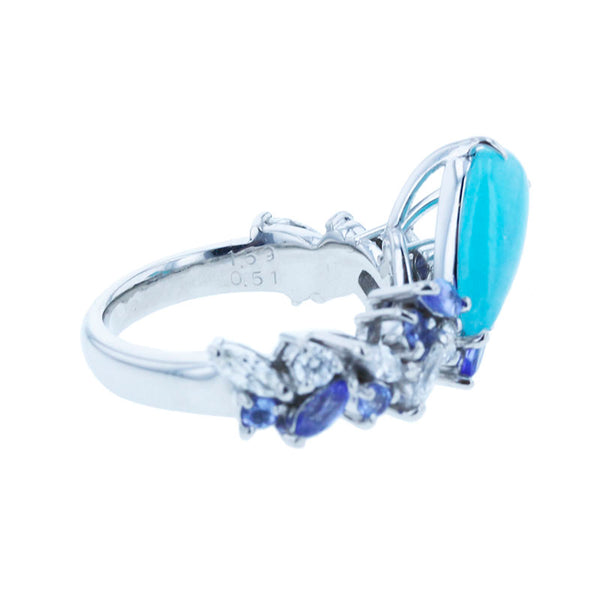 Pt900 プラチナ パライバトルマリン1.59ct ダイヤ0.51ct タンザナイト リング 指輪 レディース 12号 【中古】