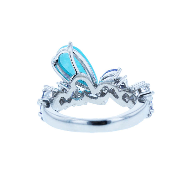 Pt900 プラチナ パライバトルマリン1.59ct ダイヤ0.51ct タンザナイト リング 指輪 レディース 12号 【中古】
