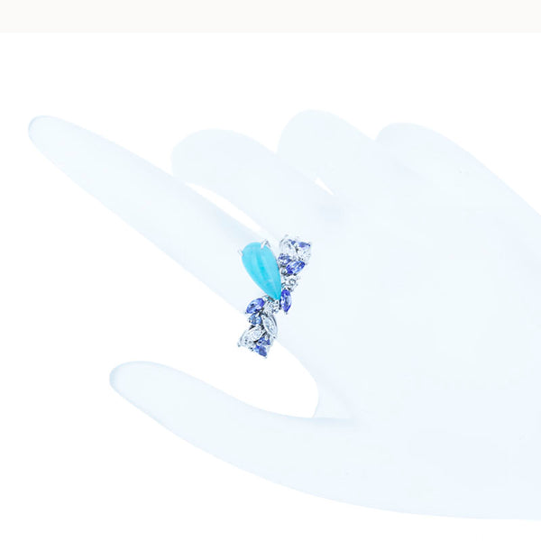 Pt900 プラチナ パライバトルマリン1.59ct ダイヤ0.51ct タンザナイト リング 指輪 レディース 12号 【中古】