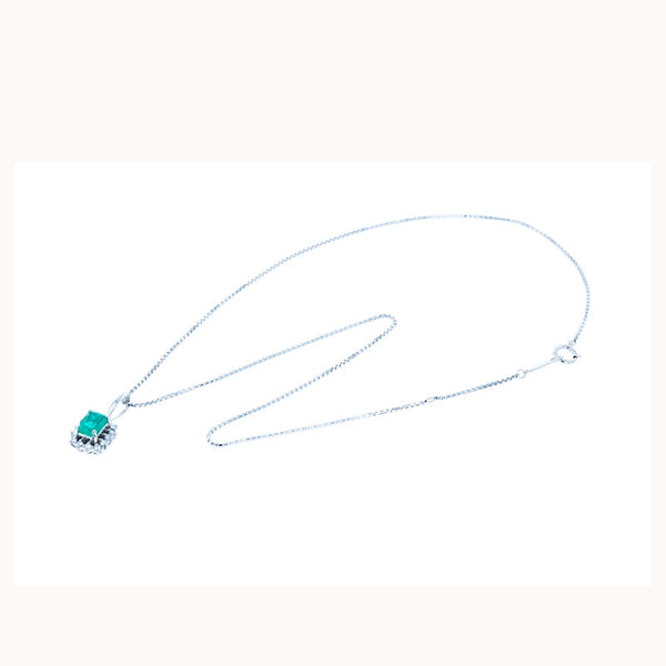 Pt900 プラチナ Pt850 プラチナ エメラルド0.85ct ダイヤ0.22ct ネックレス レディース 【中古】