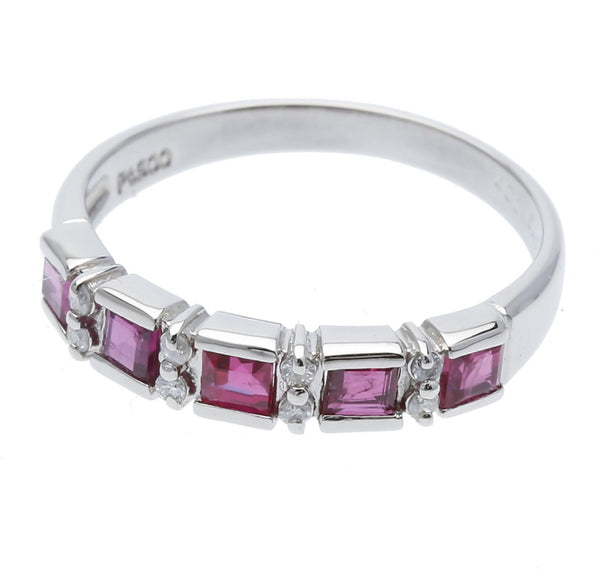 Pt900 プラチナ ルビー0.73ct ダイヤ0.07ct リング 指輪 レディース 10号 中古