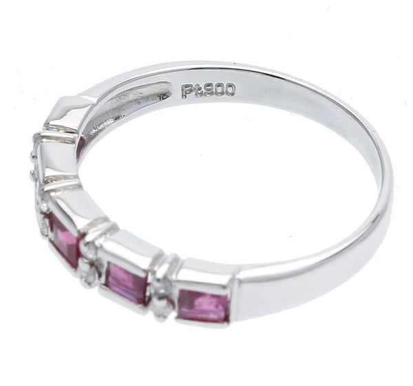 Pt900 プラチナ ルビー0.73ct ダイヤ0.07ct リング 指輪 レディース 10号 中古