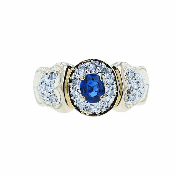K18YG イエローゴールド サファイア0.35ct ダイヤ0.20ct リング 指輪 レディース 12号 【中古】