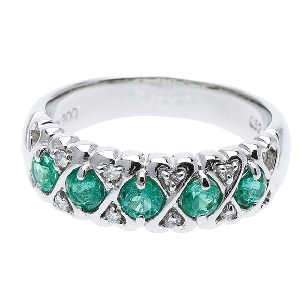Pt900 プラチナ エメラルド0.52ct ダイヤ0.08ct リング 指輪 レディース 14号 中古