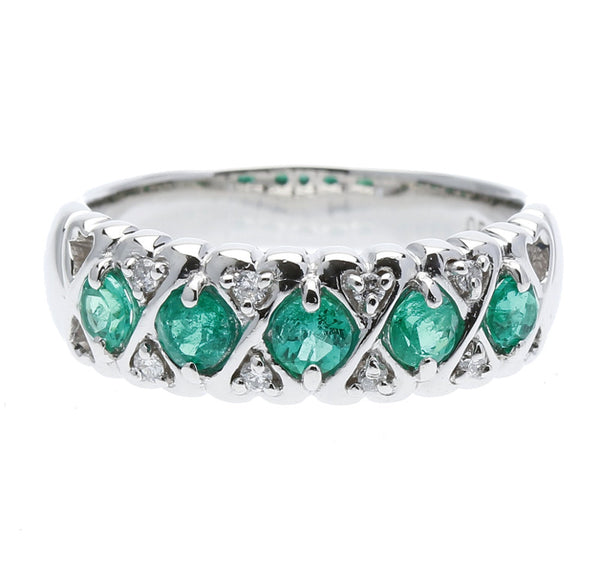 Pt900 プラチナ エメラルド0.52ct ダイヤ0.08ct リング 指輪 レディース 14号 中古