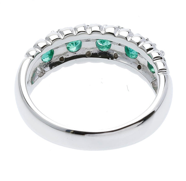Pt900 プラチナ エメラルド0.52ct ダイヤ0.08ct リング 指輪 レディース 14号 中古