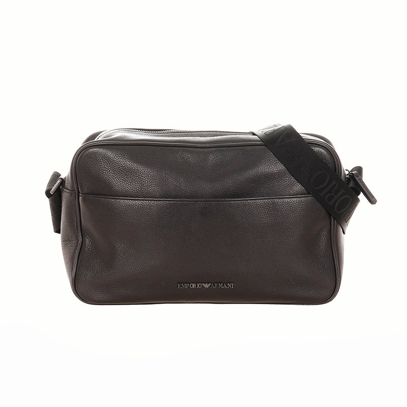 エンポリオ アルマーニ ブラック レザー ショルダーバッグ メンズ Emporio Armani 【中古】