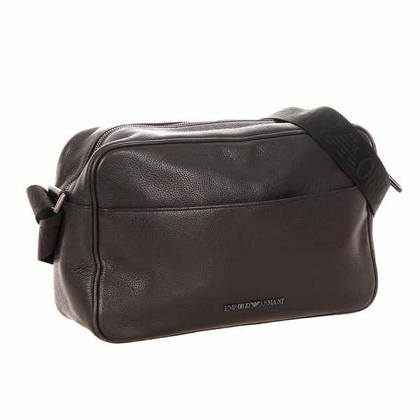 エンポリオ アルマーニ ブラック レザー ショルダーバッグ メンズ Emporio Armani 【中古】