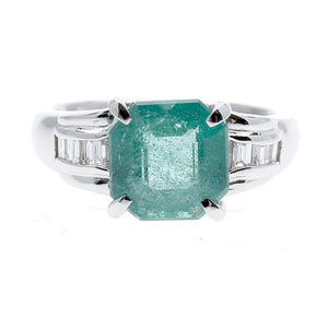Pt850プラチナ エメラルド2.86ct ダイヤ0.19ct リング 指輪  12.5号 中古