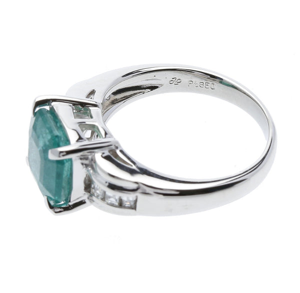 Pt850プラチナ エメラルド2.86ct ダイヤ0.19ct リング 指輪  12.5号 中古