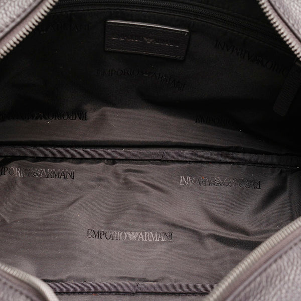 エンポリオ アルマーニ ブラック レザー ショルダーバッグ メンズ Emporio Armani 【中古】