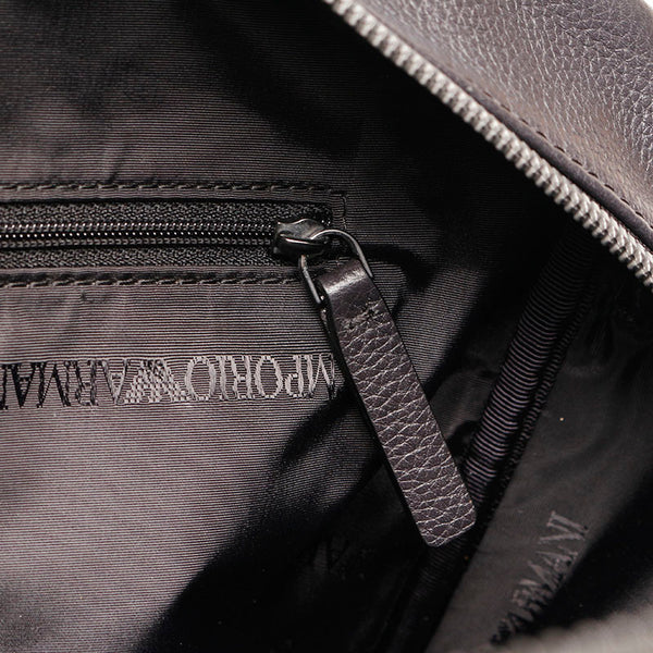 エンポリオ アルマーニ ブラック レザー ショルダーバッグ メンズ Emporio Armani 【中古】
