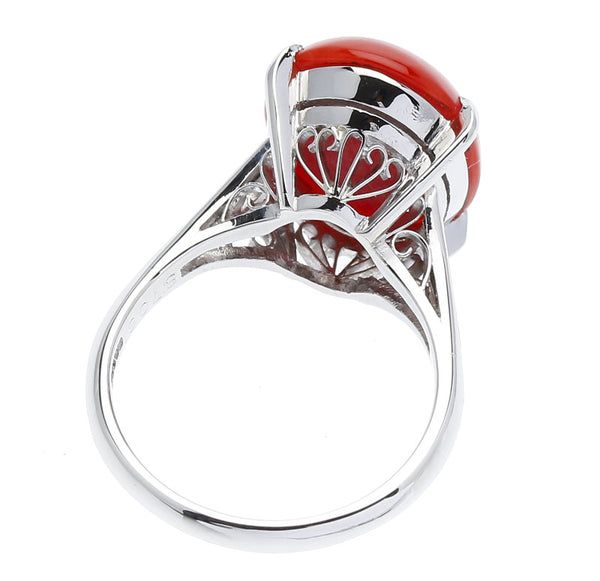 Pt900 プラチナ サンゴ8.706ct リング 指輪 レディース 10.5号 【中古】
