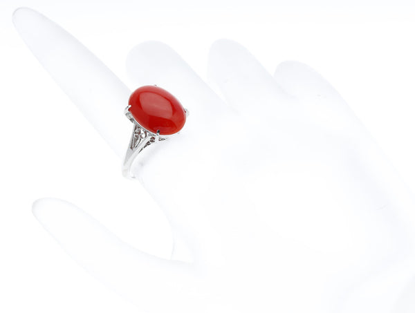 Pt900 プラチナ サンゴ8.706ct リング 指輪 レディース 10.5号 【中古】