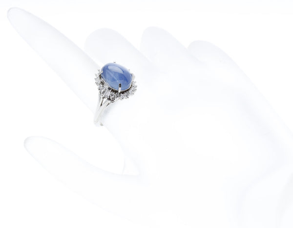 Pt900プラチナ スターサファイア9.82ct ダイヤ0.50ct リング 指輪  12.5号 中古