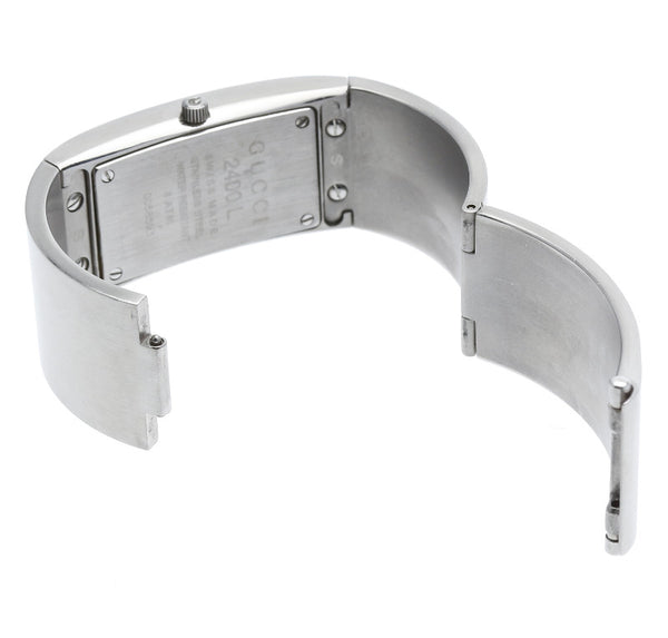 グッチ 2400L シルバー ステンレス 腕時計 レディース GUCCI クオーツ ブラック文字盤文字盤 【中古】