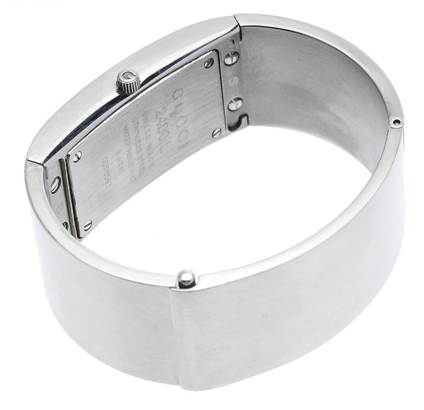 グッチ 2400L シルバー ステンレス 腕時計 レディース GUCCI クオーツ ブラック文字盤文字盤 【中古】